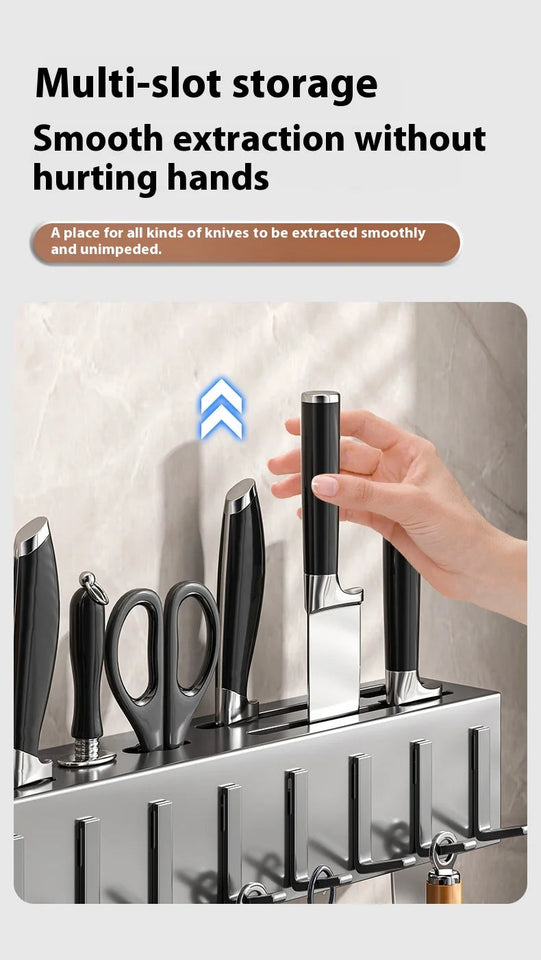 No Drill Wall Mounted Knife Holder Compact Organizer for Kitchen Utensils Cutlery Storage Space Saving Easy Install Aimak Store