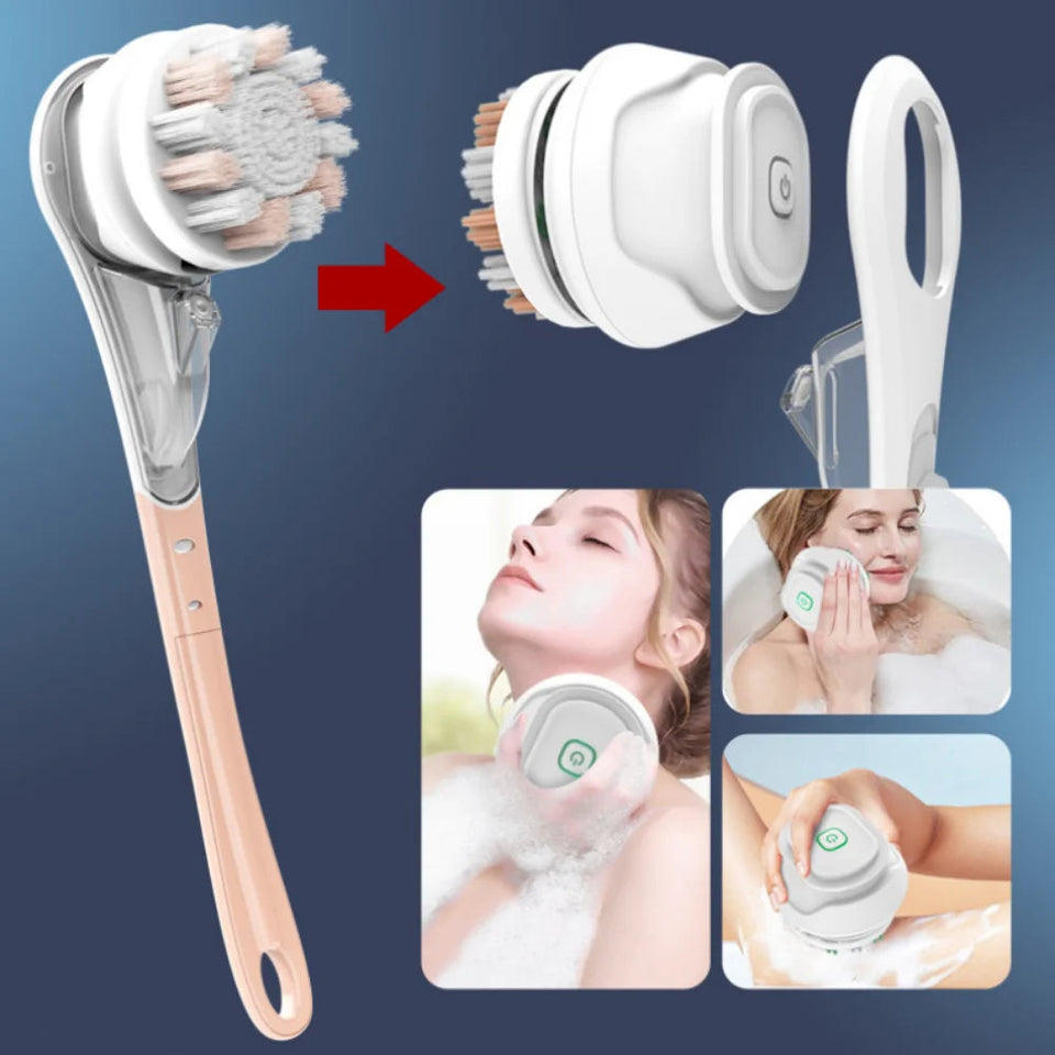 Electric Bath Brushes Shower Cleaning Body Massage Brush Multifunctional Brush Spa Waterproof IPX7 Long Handle Back Brushes Aimak Store