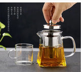 Heat Resistant Glass Teapot With Stainless Steel Coffee Infuser Heated Container Tea Pot Good Clear Kettle Square Filter Baskets Aimak Store