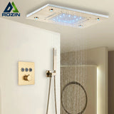 Black Thermostatic Bathroom Shower Faucet Set Remote LED Rainfall Head Faucets Crane 3 Way Concealed Embedded Hot Cold Mixer Tap Aimak Store