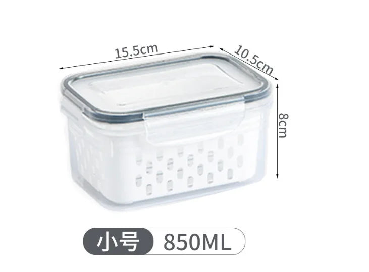 Multipurpose Refrigerator Storage Container with Drain Basket Crisper and Storage Box for Fruits Vegetables Aimak Store