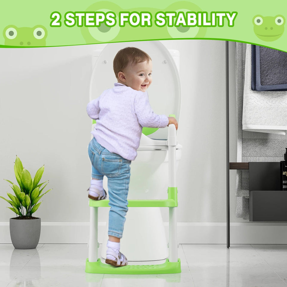 Children's Toilet Seat Stairway Baby Boys and Girls Toilet Folding Stand Anti-Slip Step Stool Children's Step Toilet Seat Ring Aimak Store