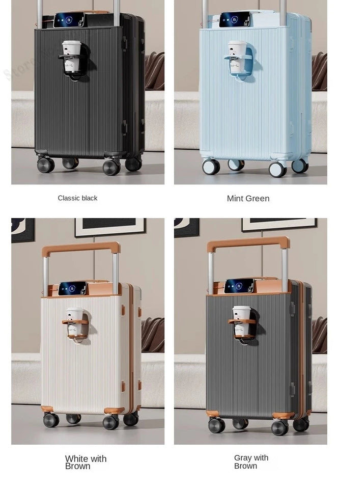 18-28Inch Wide Trolley Suitcase Mute Brake Wheels USB Port Password Boarding Box Multifunctional Large Capacity Suitcase Aimak Store