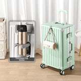 Aluminum Frame Travel Suitcase Faionable Multi-Functional Lage with Cup Holder Universal Wheel Carry-On for Men And Women Aimak Store