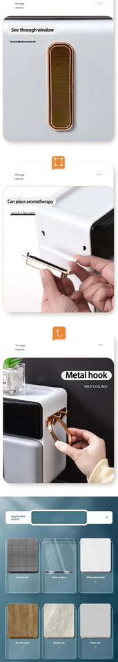 Paper Towel Toilet Paper Holder Waterproof Tissue Box Wall Mount Storage Shelf Rack Paper Storage Box Bathroom Accessories Aimak Store