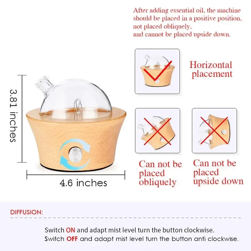 20ML Wooden Glass Aromatherapy Pure Essential Oils Diffuser Waterless Aroma Diffuser Air Nebulizer Household Humidifier For Home Aimak Store