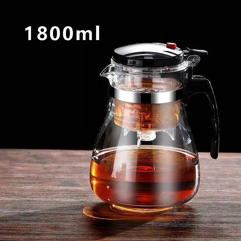 Heat Resistant Glass Teapot Flower Tea Kettle with Strainer Infuser Kung Fu Teaware Puer Oolong Pot with Handle for Home Use Aimak Store