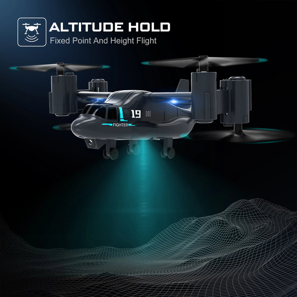 Remote Control Helicopter Drone 480P Camera Fighter UAV Land Air Mode Aircraft Brushless RC Drones for Children Kids Plane Toys Aimak Store