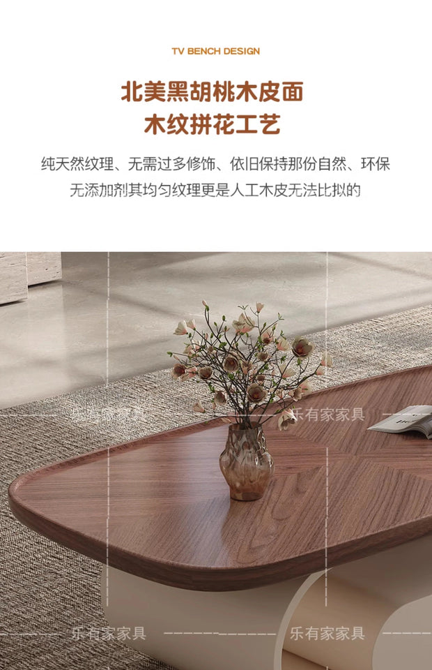 Medieval walnut coffee table living room home modern simple small apartment oval black and white designer coffee table Aimak Store