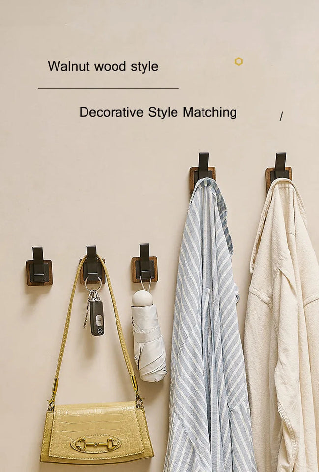 Walnut Coat Wall Hook Wall Hanging Coat Rack for Bathroom Kitchen Bedroom Hallway Wall Hooks Coat Clothes Holder Aimak Store
