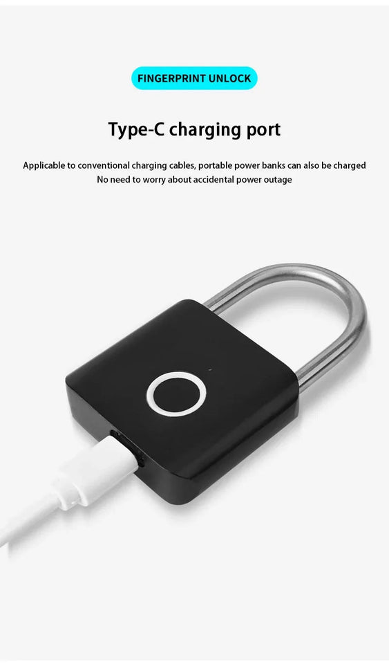 Xiaomi Smart Fingerprint Padlock IP54 Waterproof and Rust-proof Padlock Smart Electronic Anti-theft Password Lock Cabinet Drawer Aimak Store