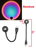 USB Sunset Light LED Rainbow Neon Night Lamp Sunset Projector Self Photography Light Wall Atmosphere Lighting For Bedroom Decor Aimak Store