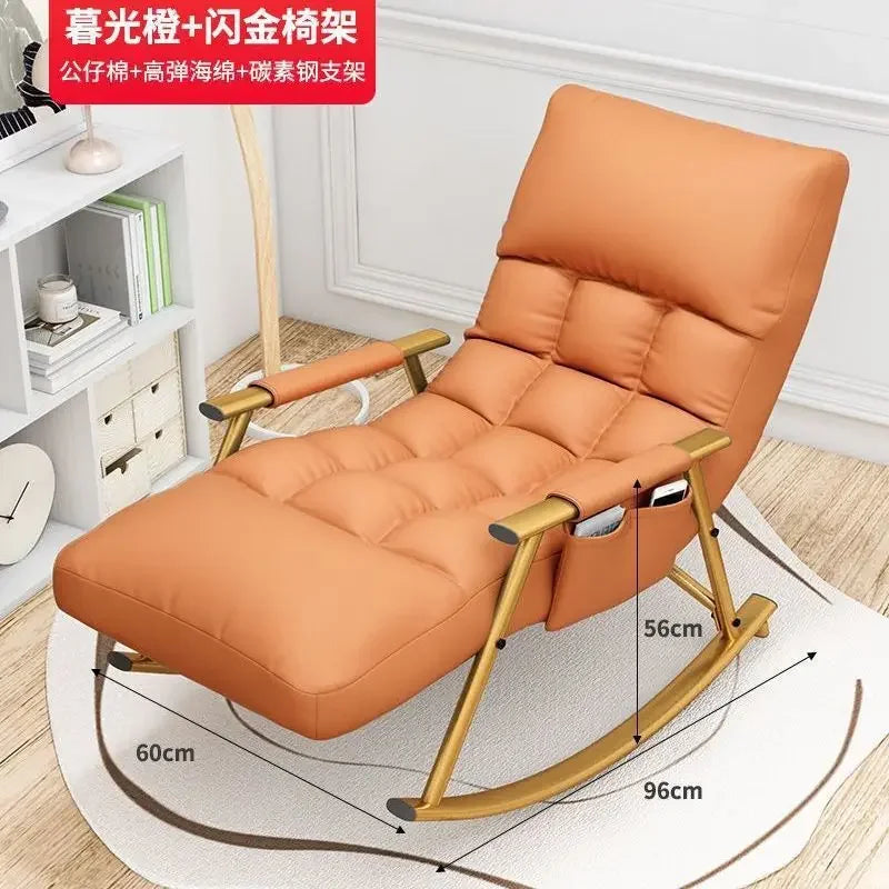 Rocking Chair Folding Nordic Balcony Lazy Chair Adult Leisure Technology Cloth Rocking chairs Sofa Bedroom Garden Lounge Seat Aimak Store