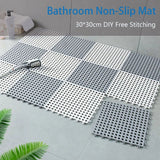 1Pc 30*30 cm Waterproof Bathroom Shower Mats Non-slip Plain Stitching Plaid DIY Cuttable Roll Floor Hollow Splicing Pads Aimak Store