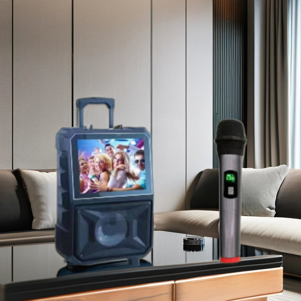 14-Inch Blue Tooth Wireless Speaker LCD Screen Portable Audio Player Karaoke Player Bluetooth Outdoor Trolley Accessory Included Aimak Store