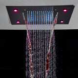 Black Thermostatic Bathroom Shower Faucet Set Remote LED Rainfall Head Faucets Crane 3 Way Concealed Embedded Hot Cold Mixer Tap Aimak Store