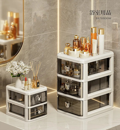 Stackable Desktop Storage Box with Dustproof Drawer Office Desk Storage Box Cosmetic Box Stationery Supplies Debris Storage Rack
