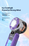 KINSCOTER Portable Air Cooling Turbo Fan 3600mAh 100 Wind Speeds Adjustable Outdoor Foldable Student Handheld Fan with Lanyard Aimak Store