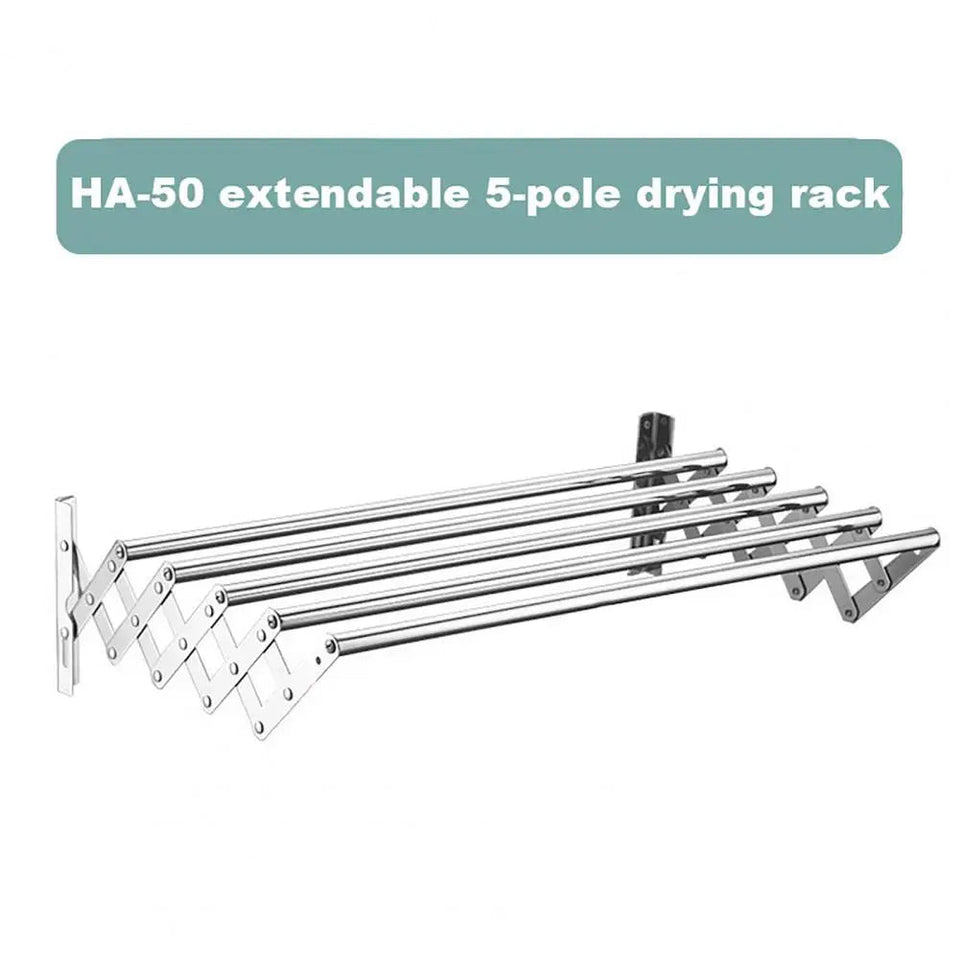 Foldable Clothes Drying Rack Wall-Mounted Clothes Towel Rack Corrosion Resistant Expandable Retractable Bathroom Laundry Rack Aimak Store