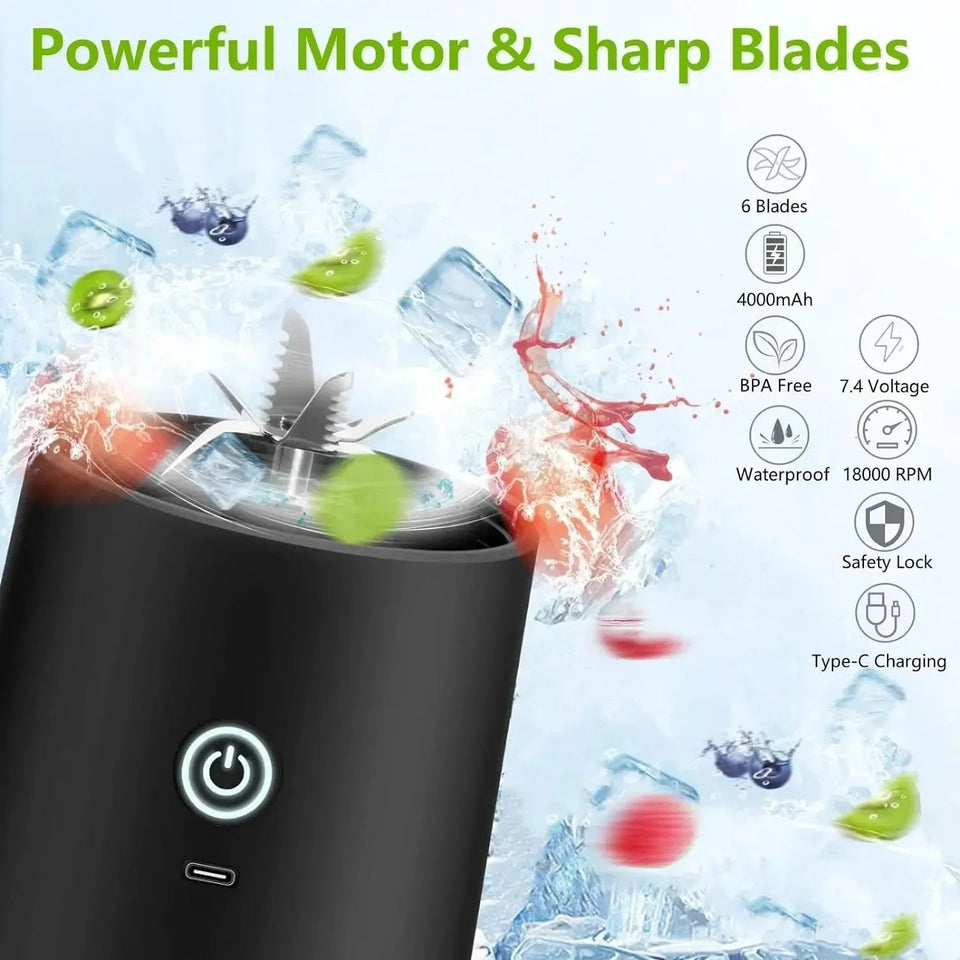 New 4000mAh Portable Juicer Cup 600ML 10-Leaf Blade Powerful Motor Mini Blender for Shakes Smoothis Blender Mixer Cup Outdoor Aimak Store