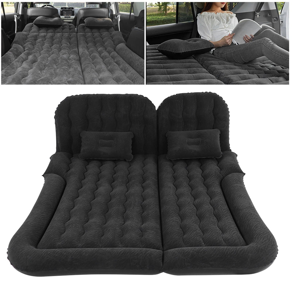 Car Inflatable Bed 2‑In‑1 Multifunction Inflatable Travel Mattress PVC Flocking Soft Sleeping Rest Cushion for Car SUV Aimak Store