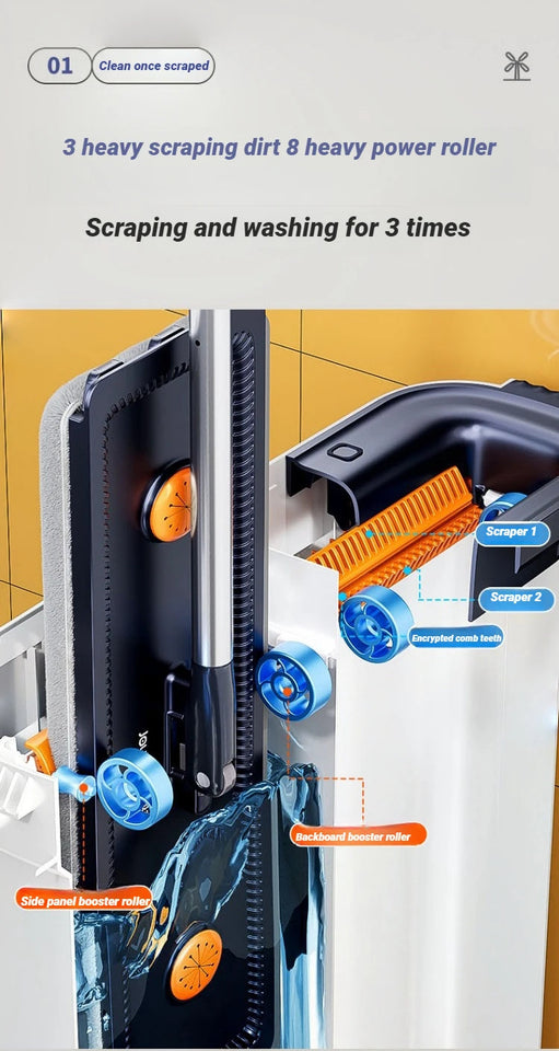 JOYBOS 40cm Spin Flat Mop Set Hand Free Wring With Dual Chamber Bucket Washable Microfiber Wet&Dry For Home Floor Cleaning Mops Aimak Store