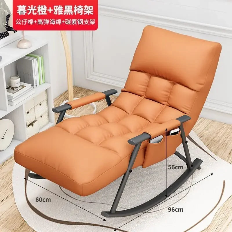 Rocking Chair Folding Nordic Balcony Lazy Chair Adult Leisure Technology Cloth Rocking chairs Sofa Bedroom Garden Lounge Seat Aimak Store