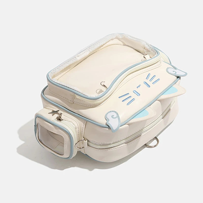 Y2K Ita Bag Cat PU Backpack – Foldable, Adjustable Strap, Secure Zipper, Preppy Style Cute Schoolbag Aimak Store