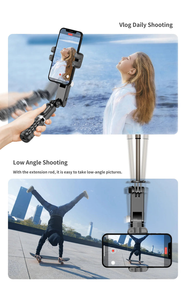 Q18 Desktop Following the shooting Mode Gimbal Stabilizer Selfie Stick Tripod with Fill Light for iPhone Cell Phone Smartphone Aimak Store