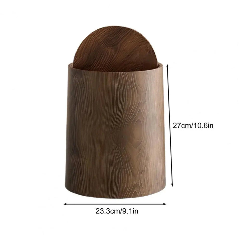 Wood Grain Bathroom Garbage Can With Swing Top Lid Large Capacity Rotating Design Detachable Waste Bin Dustbin Aimak Store