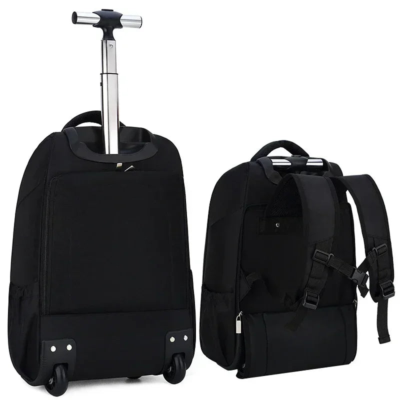 Men Trolley Backpack Shoulders Travel Bag with Wheels 24 Inch Students Rolling Luggage Business Trolley Large Capacity Suitcases Aimak Store