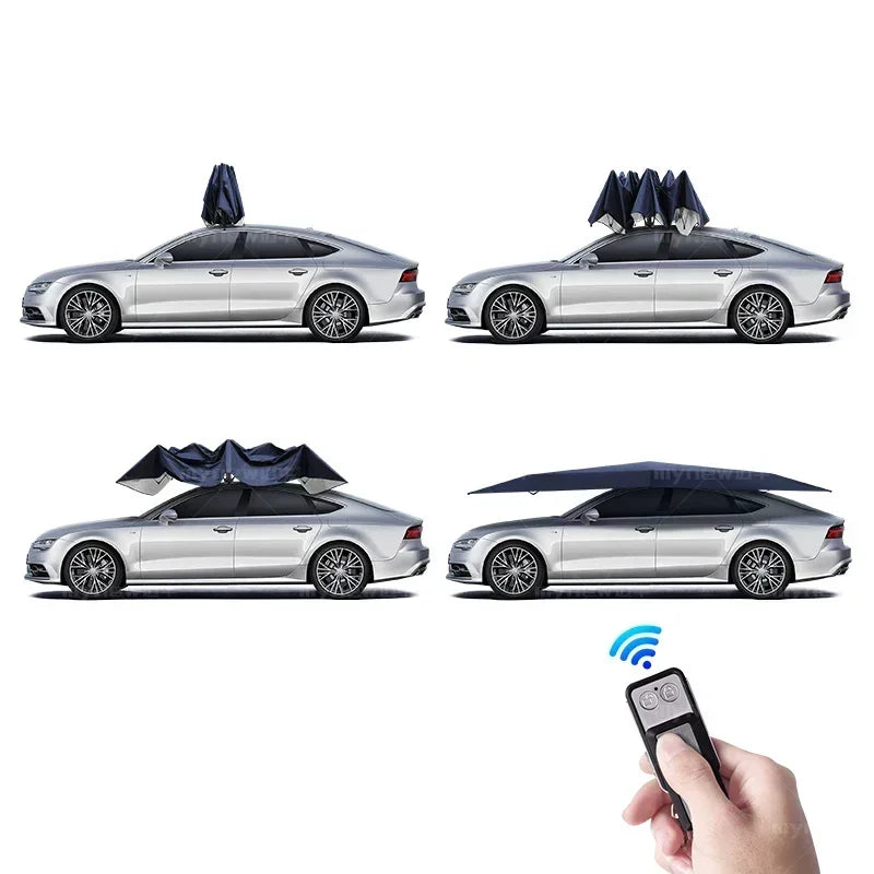 4.2M/4.6M Anti-UV Automatic Folding Sun Shade Covering Rooftop Car Cover Waterproof Car Umbrella with Remote Control Aimak Store