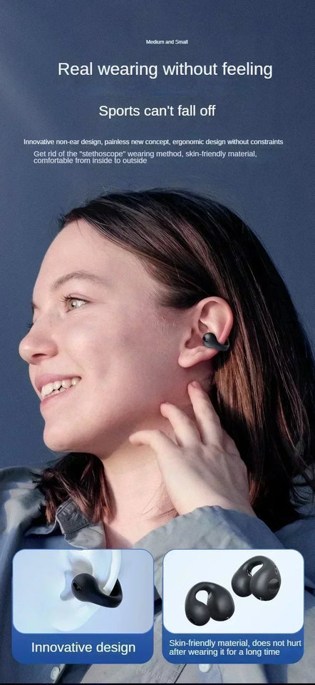 NEW Bluetooth 5.3 Wireless Bone Conduction Headphones T75 Clip Ear Music Noise Canceling Headset HD Call Sports Gaming Earphone Aimak Store