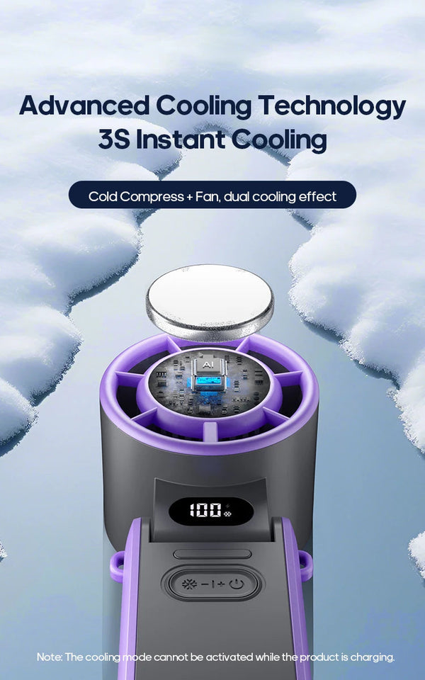 KINSCOTER Portable Air Cooling Turbo Fan 3600mAh 100 Wind Speeds Adjustable Outdoor Foldable Student Handheld Fan with Lanyard Aimak Store