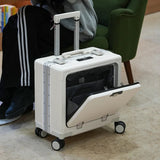 New Front Opening Lid Suitcase Multifunctional Mini Luggage Aluminium Frame 18/20 Boarding Box Trolley Case Cabin Bag Aimak Store