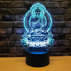 Sakyamuni 3D Night Light LED Colorful Visual Buddha Lamp 7 Color Changing Acrylic USB Table Bedside Lamp Birthday Christmas Gift Aimak Store