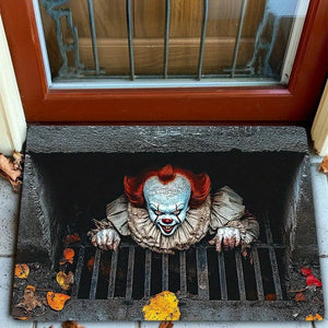 Halloween Door Mat Spooky Pennywise Clown Door Mat Red Hair Non-Slip Backing for Indoor/Outdoor Use Horror Movie Party Decor Aimak Store