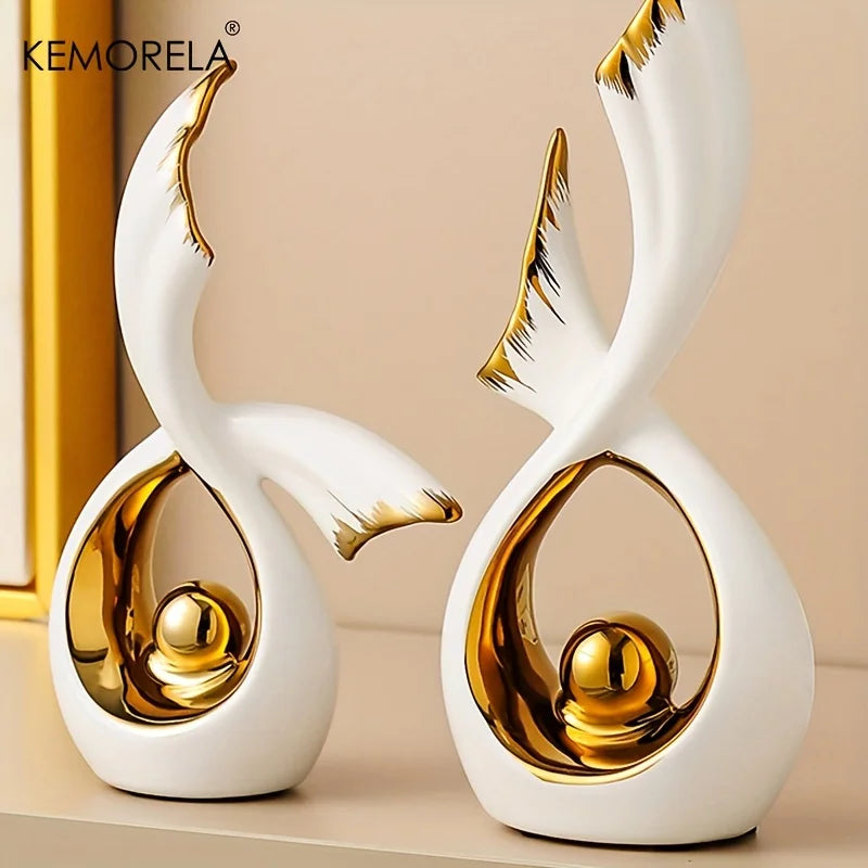 KEMORELA 1/2PCS Home Decoration Luxury Statues Simple Style Holiday Decorations TV Cabinet Wine Cabinet Office Desk Accessories Aimak Store