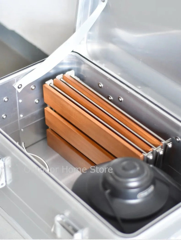 Camping Folding Shelf Outdoor Garden Wood Coffee Table Portable Lightweight Storage Rack Picnic Tourist Adjustable Shell Table Aimak Store