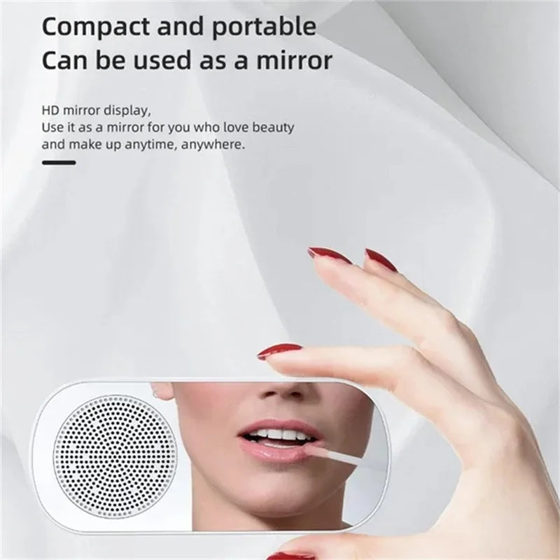 New Desk Speaker Clock Bluetooth Speaker FM Radio Alarm Clock HiFi Sound HD Mirror Screen Support TF Card Home Beside Clock Aimak Store