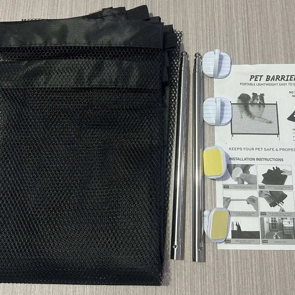 Pet Barrier Fence Baby Safety Gate Mesh with Telescopic Pole Hook Stairs Entrance Indoor Gate Fence Safety Protection Punch-free Aimak Store