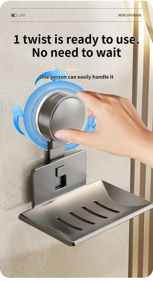 No-Drill Suction Cup storage Soap Box Wall Mounted Space Soap Storage Rack Non Perforated Household Drain Soap Dish Box Aimak Store