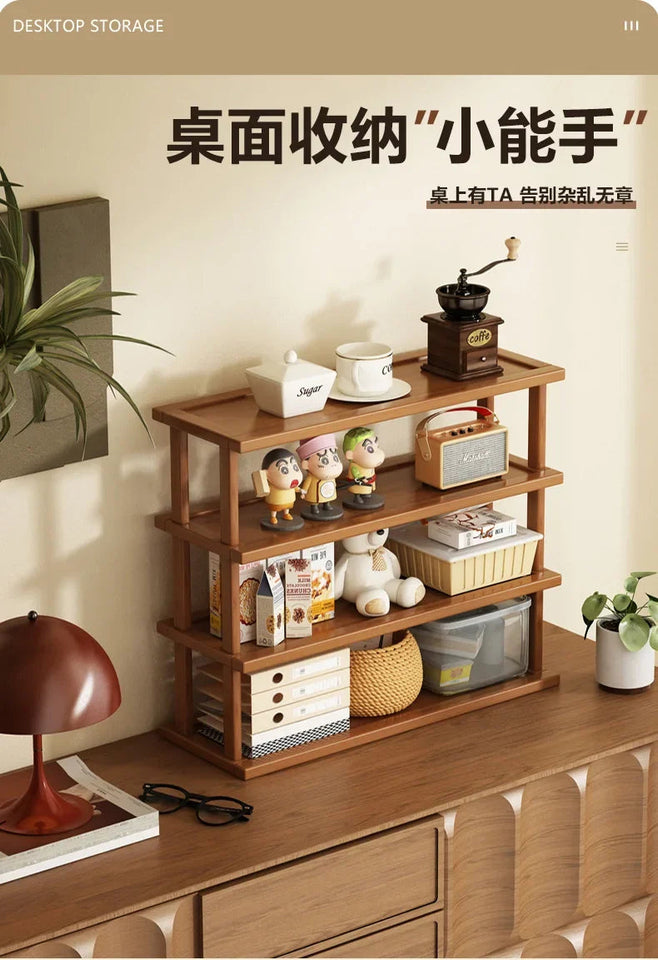 Desktop Storage Rack Small Shelf on The Desk Simple Bookshelf Desk Kitchen Storage Rack Countertop Shelf Bamboo Storage Rack Aimak Store