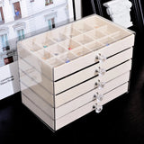 Acrylic Velvet Jewelry Organizer with 3 Drawers Stackable Display Storage Earrings Necklace Bracelets Box Holder Case for Women Aimak Store
