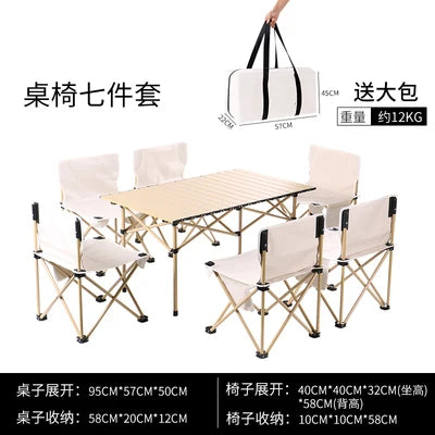 Portable Outdoor Table and Chair Set Folding Picnic Table Self-driving Camping Table Aluminum Alloy Car Egg Roll Table