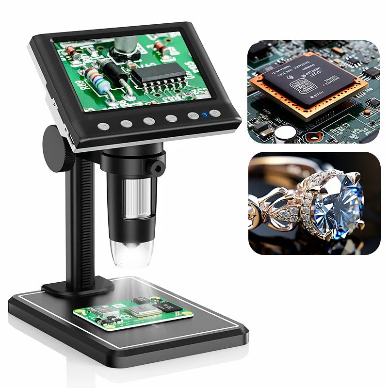 Hayve 4.3'' Digital Microscope 1600X USB Microscope 1080p Soldering Microscope with 8 LEDs Compatible with Windows/Mac OS (DM7) Aimak Store