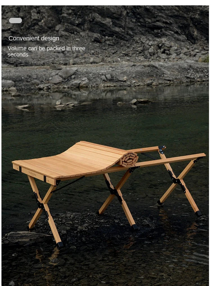DZ Solid Wood Chicken Roll Table Kutuo Outdoor Folding Table Camping Table Beech Solid Wood Large Log Camping Chicken Roll Table Aimak Store