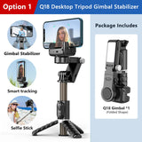 Q18 Desktop Following the shooting Mode Gimbal Stabilizer Selfie Stick Tripod with Fill Light for iPhone Cell Phone Smartphone Aimak Store
