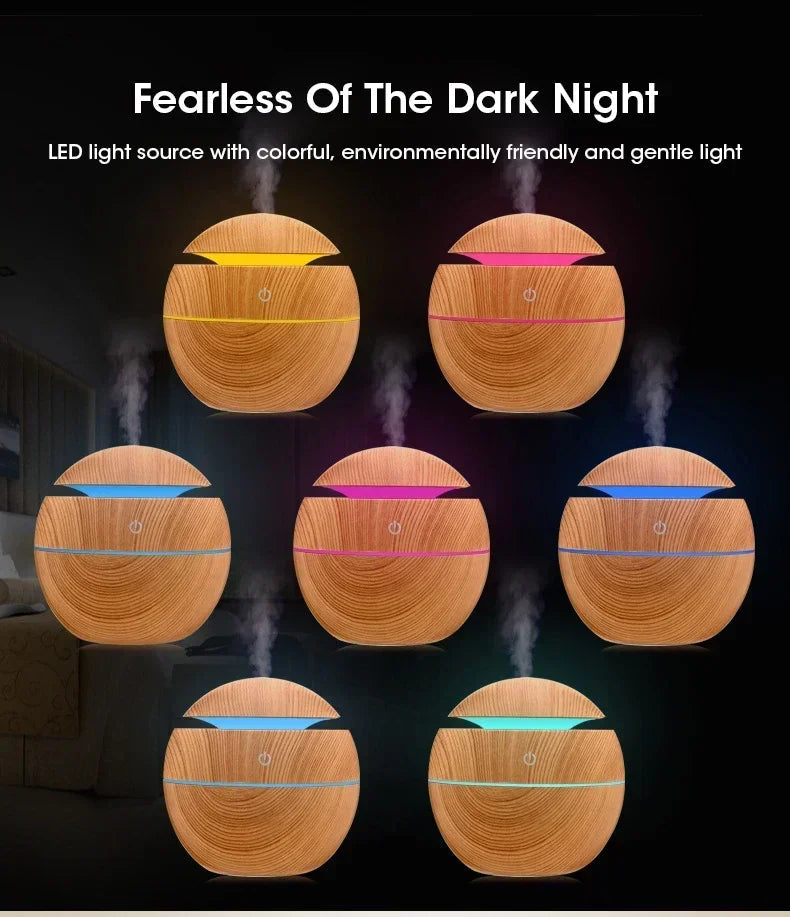 Mini Imitation Wood Sonic Humidifier USB Aromatherapy Essential Oil Diffuser Home Air Humidifier Desktop Woodgrain Humidifier Aimak Store