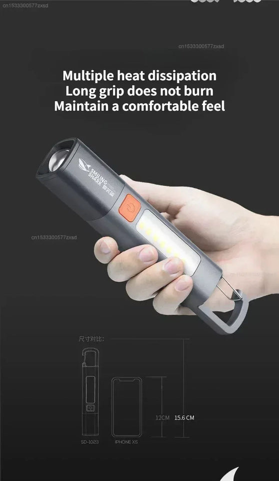 Xiaomi  flashlight Outdoor Flashlight Portable Strong Light Variable Focus with Floodlight Side Lights Long Range Rechargeable Flashlight Aimak Store